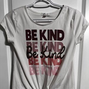 Girls’ “Be Kind” Tie-Front Tee – Size 14 (Ally B)